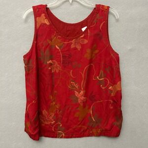 VTG Pusser's West Indies Silk Shirt Women's L Tank Floral Hawaiian Tropical Cute